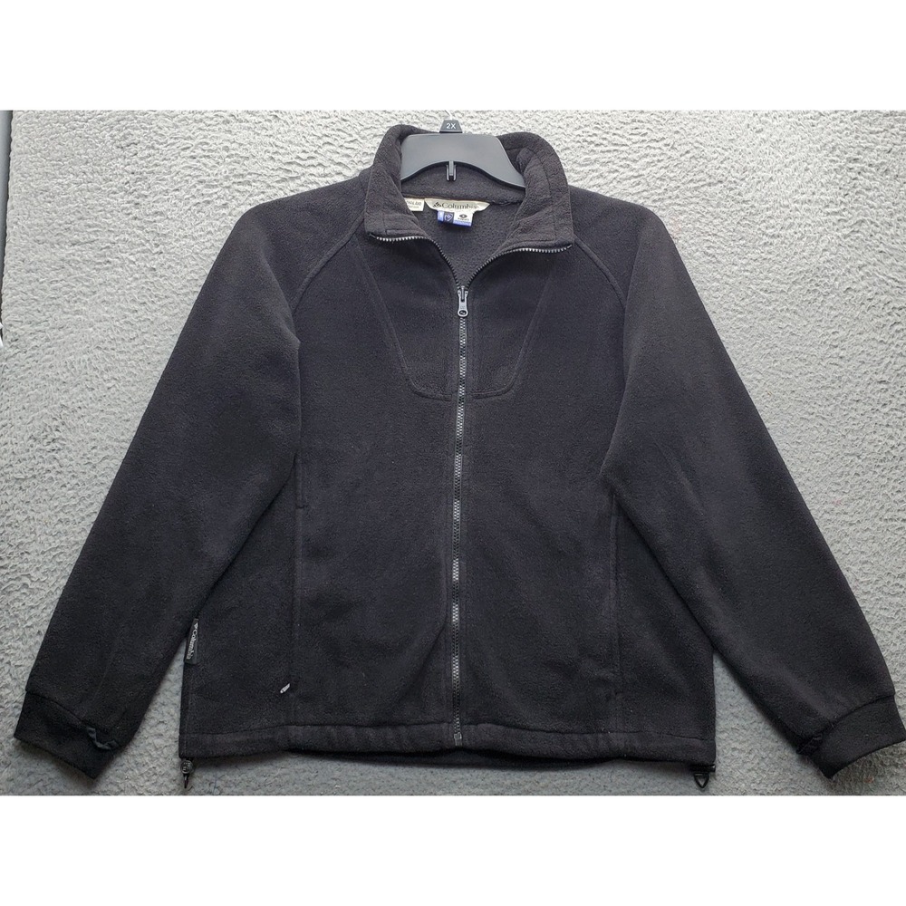Columbia Fleece Jacket Womens S Black Long Sleeve Drawcord Adjustable Hem Zipper